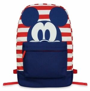 Disney Mickey Mouse Striped Backpack - Navy and Red